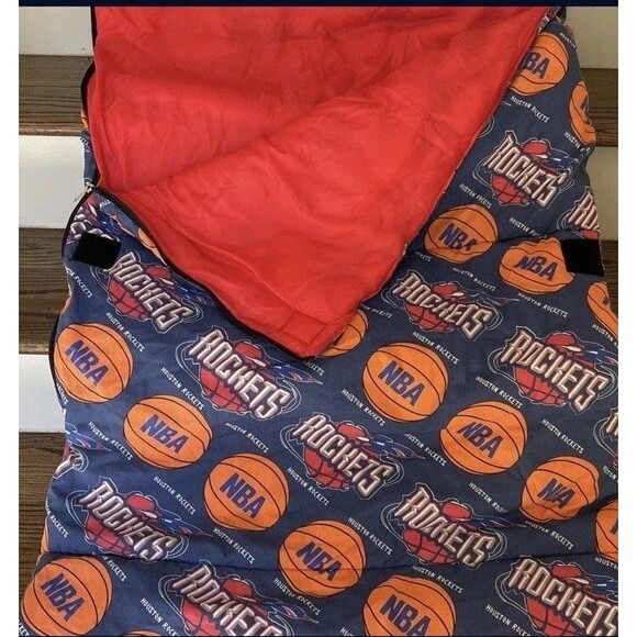 Houston Rockets Sleeping Bag Blanket With Pillow NBA RARE Basketball Lined Zip - Picture 1 of 8